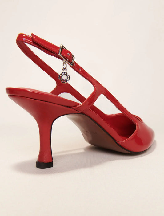 Red-Patent leather slingback pumps