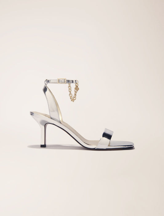 Silver featured Heeled mirror leather sandals