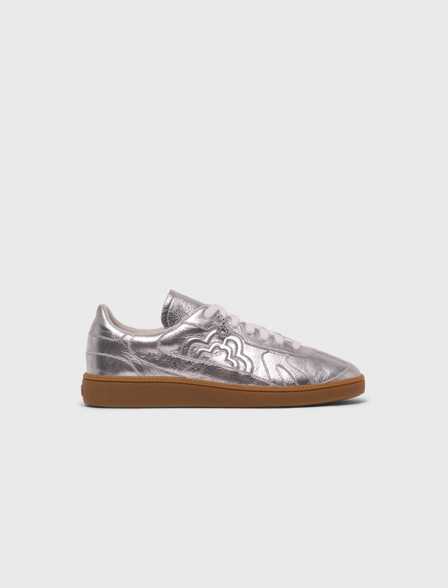 Metallic leather sneakers Silver