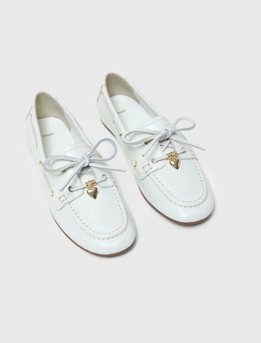 Leather Boat Shoes White