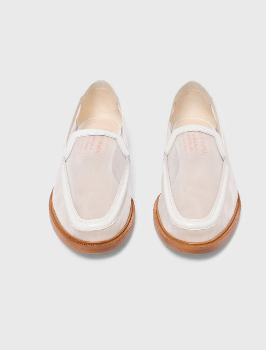Leather and mesh loafers White