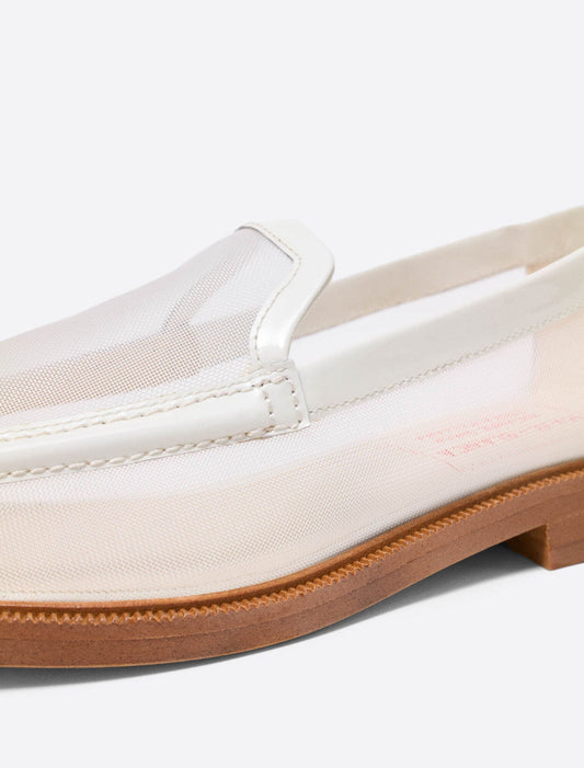 Leather and mesh loafers White
