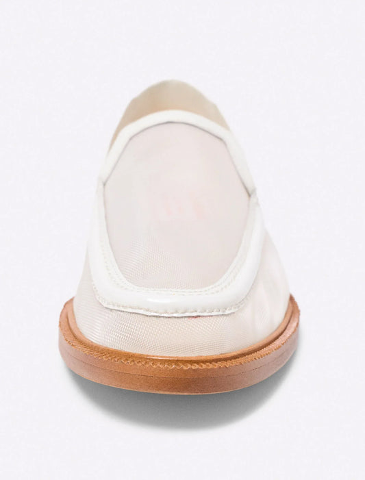Leather and mesh loafers White