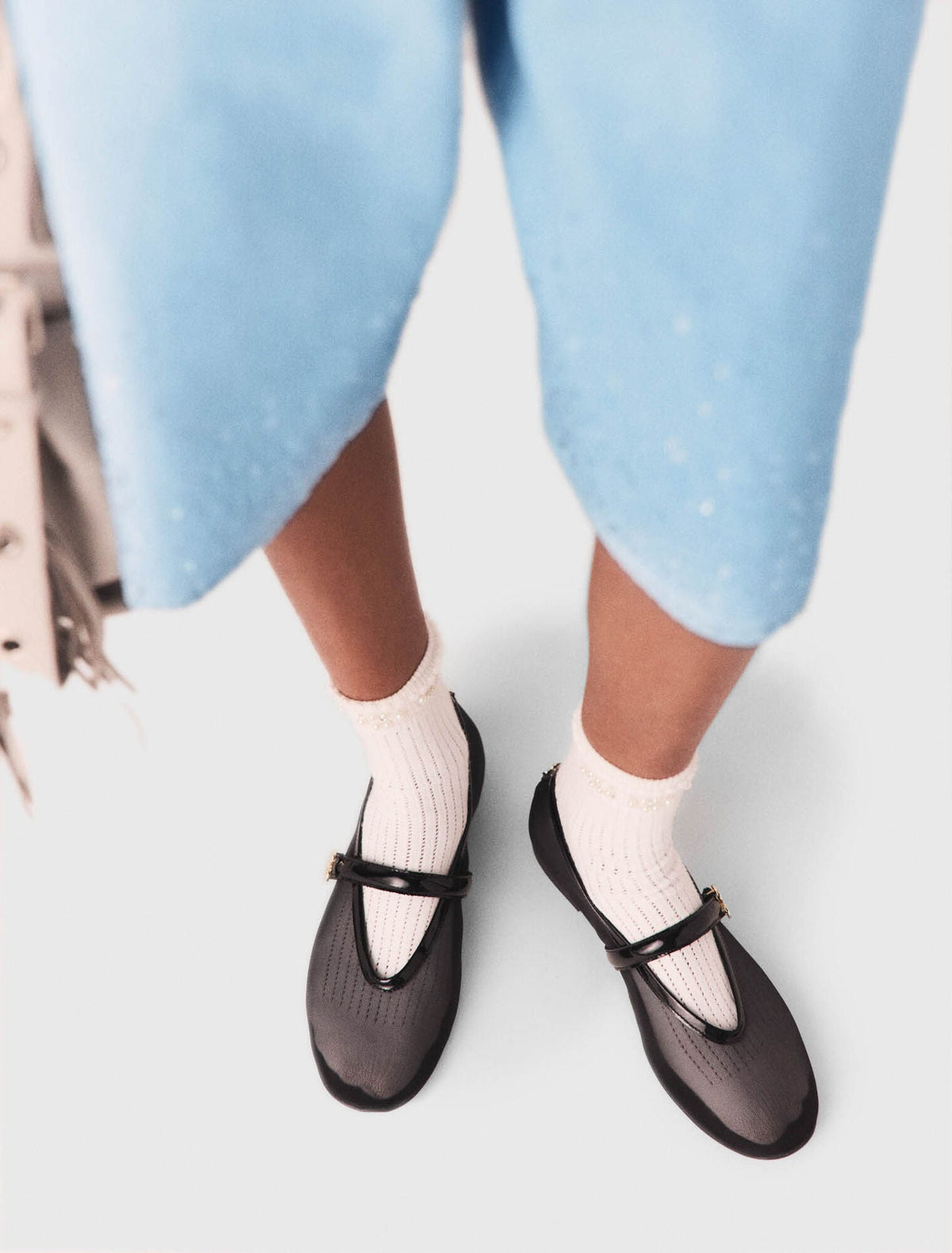 Mesh Ballet Flats Black