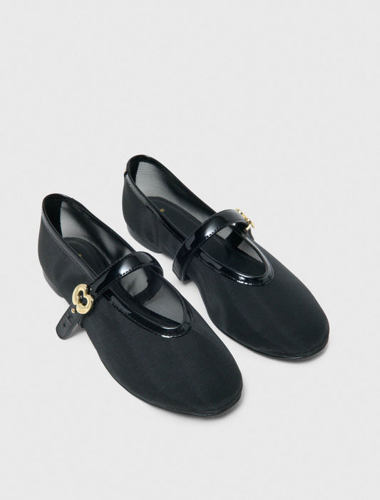 Mesh Ballet Flats Black