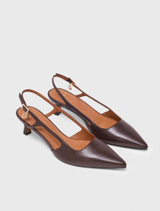 Leather slingbacks Brown