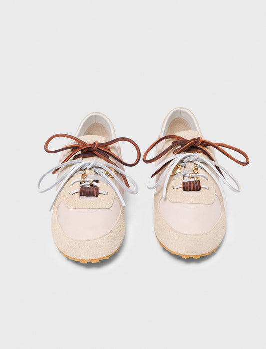Multi-lace nylon trainers White