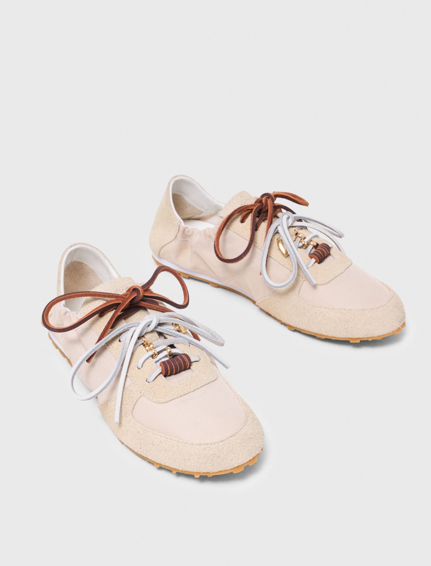Multi-lace nylon trainers White