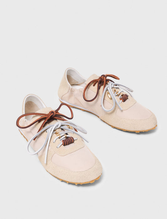 Multi-lace nylon trainers White