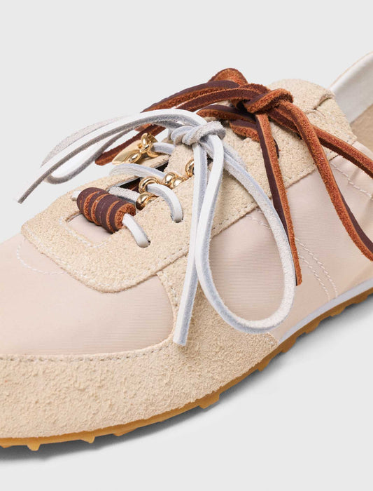 Multi-lace nylon trainers White