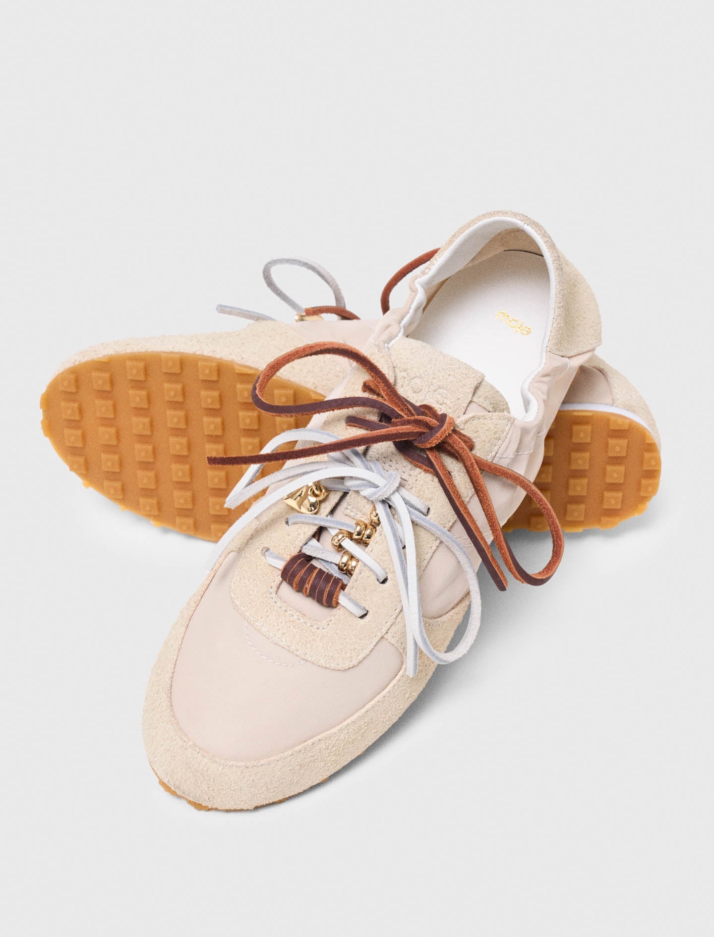 Multi-lace nylon trainers White