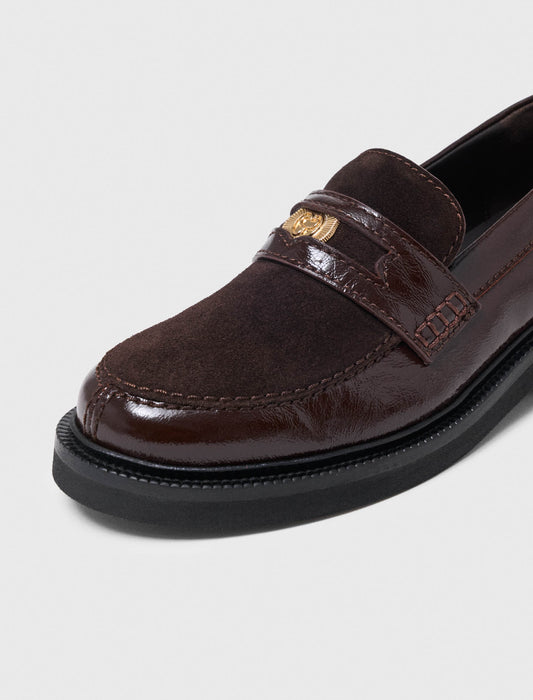Leather and suede loafers Dark Brown