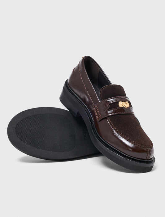 Leather and suede loafers Dark Brown