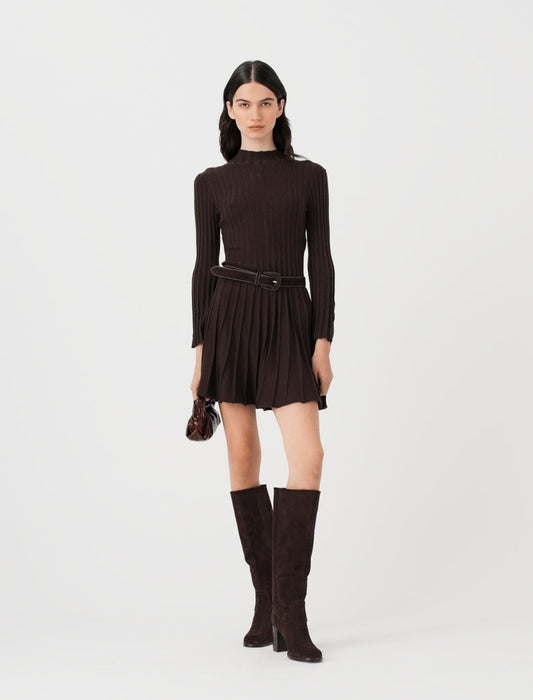 Heeled suede boots Dark Brown