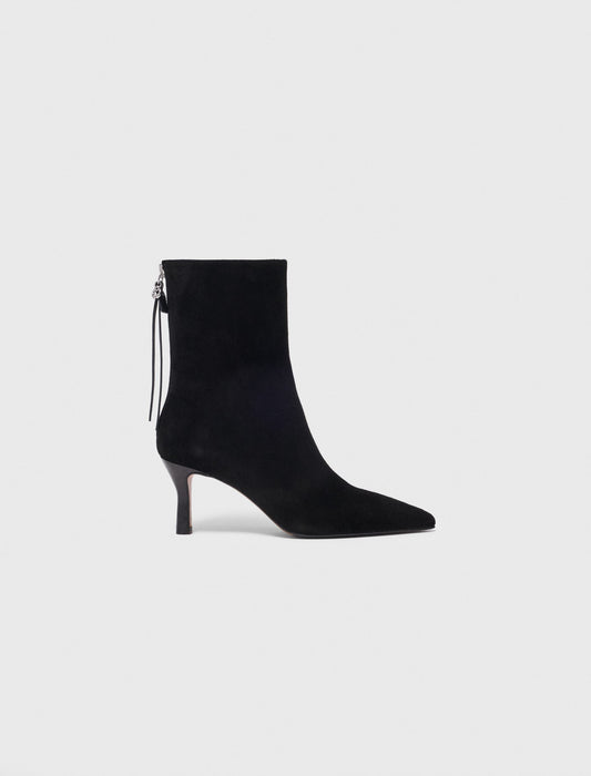 جزمة كاحل مدببة من الشمواه الأسود