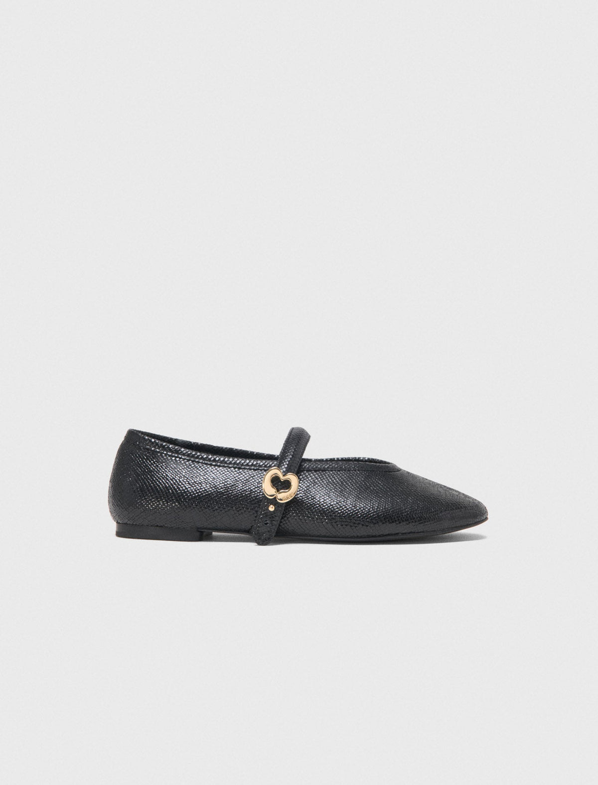 Embossed leather ballet flats Black