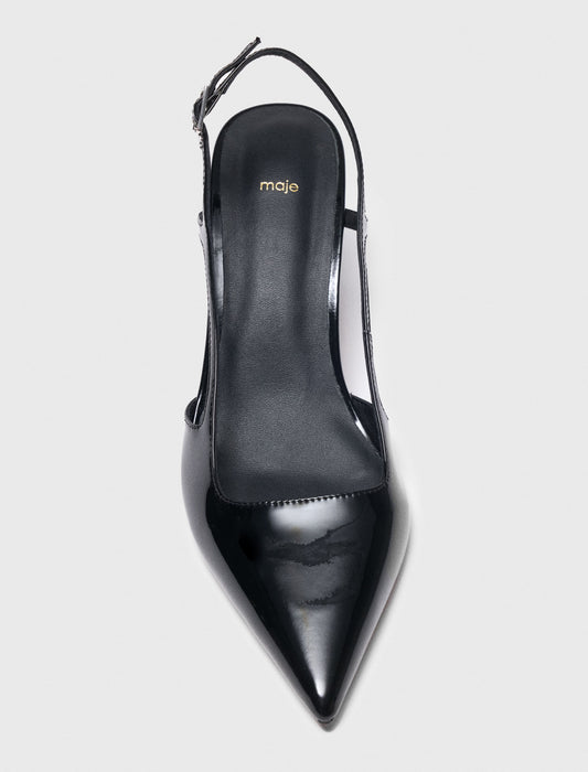 Patent leather slingback pumps Black