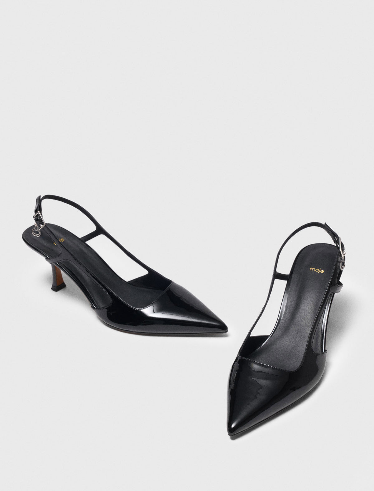 Patent leather slingback pumps Black
