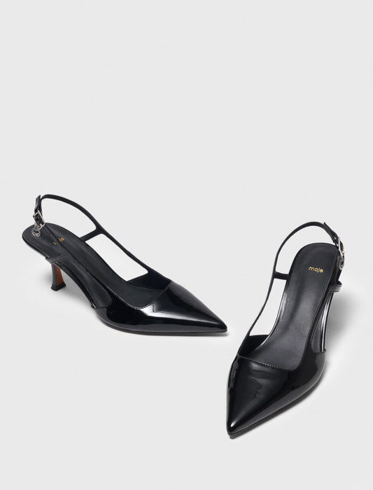 Patent leather slingback pumps Black