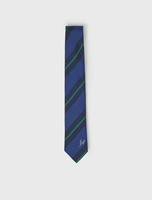 Striped silk tie Marine Blue