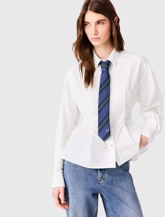 Striped silk tie Marine Blue