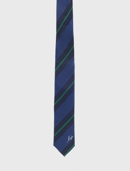 Striped silk tie Marine Blue