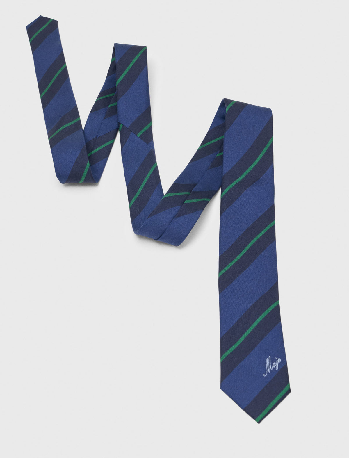Striped silk tie Marine Blue