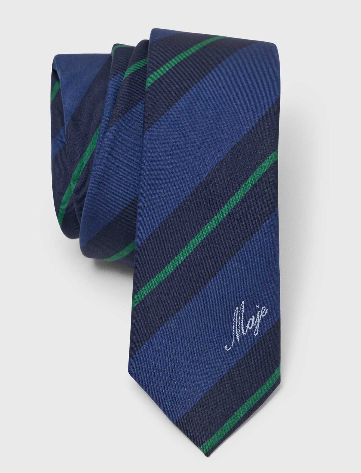 Striped silk tie Marine Blue