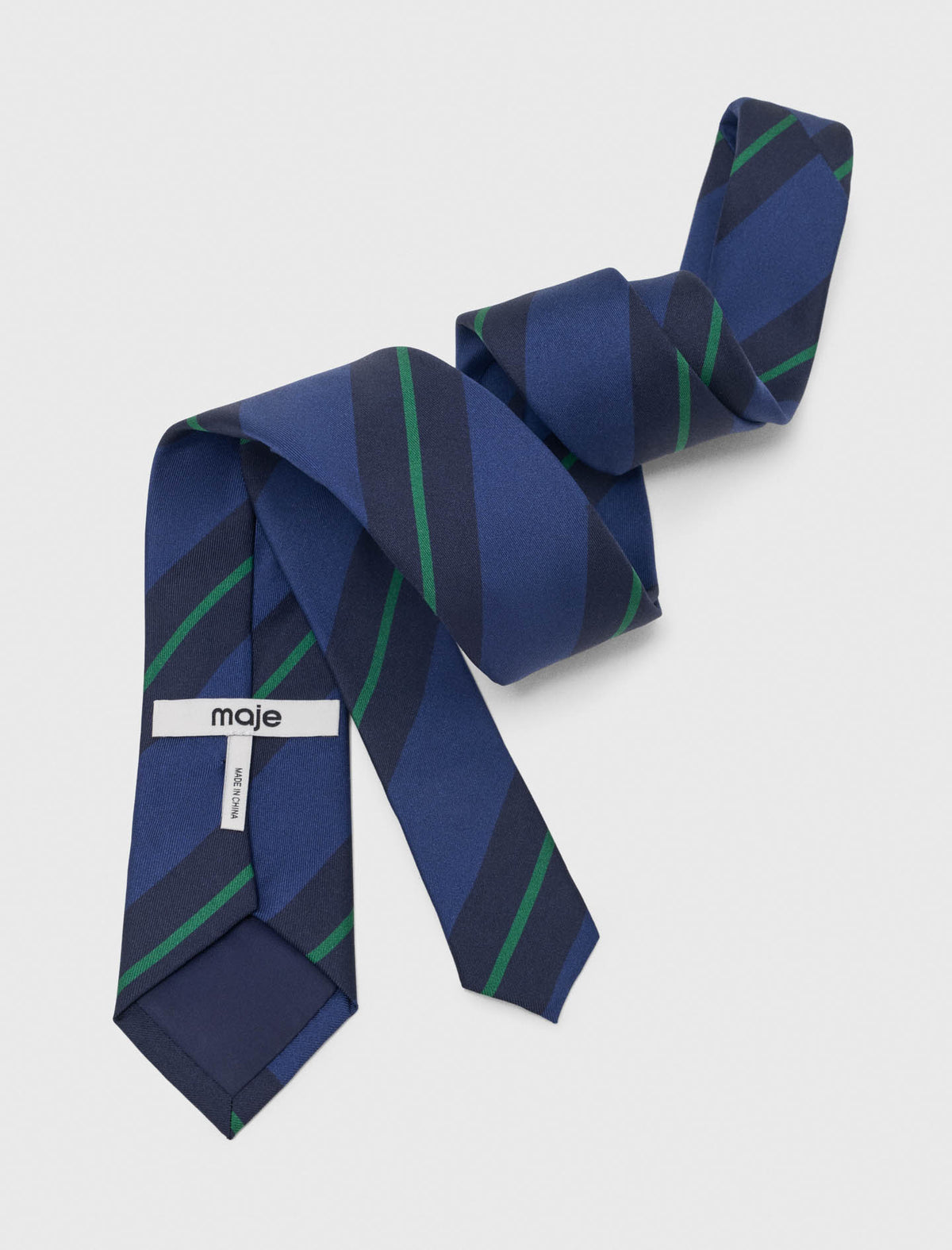 Striped silk tie Marine Blue