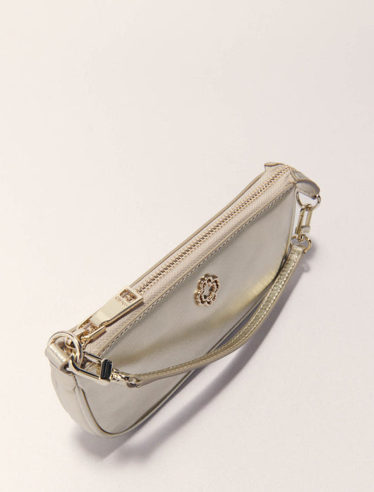 Gold-Metallic Leather Sarah Clutch Bag
