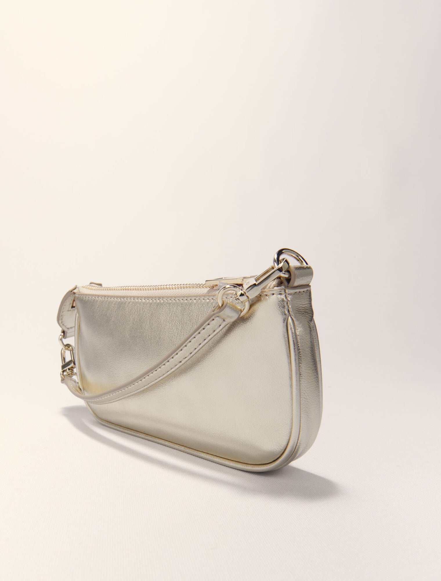 Gold-Metallic Leather Sarah Clutch Bag