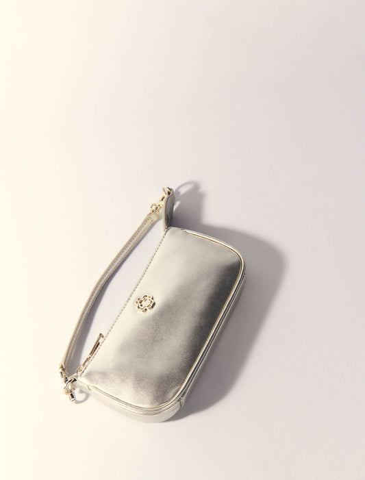 Gold-Metallic Leather Sarah Clutch Bag