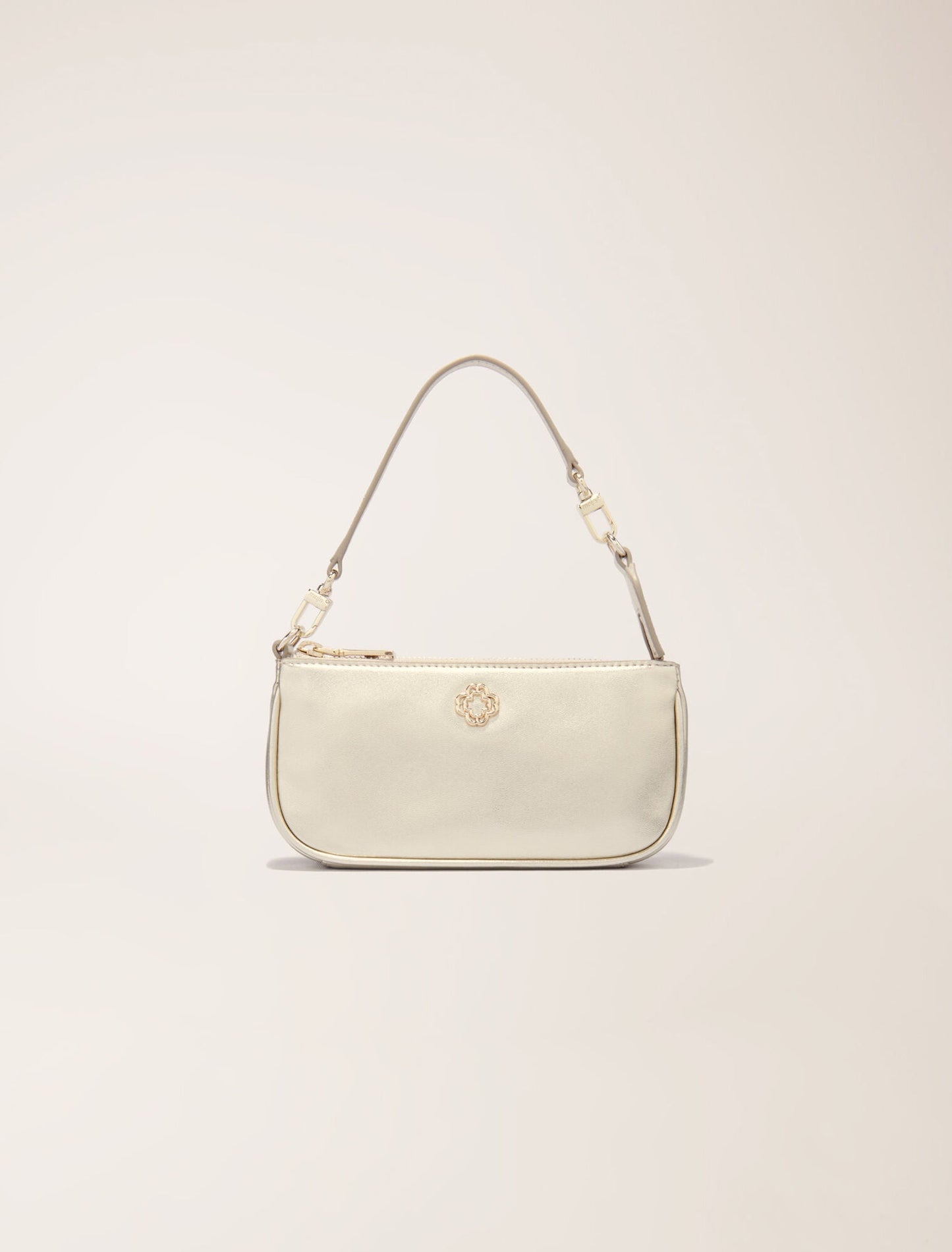Gold-Metallic Leather Sarah Clutch Bag