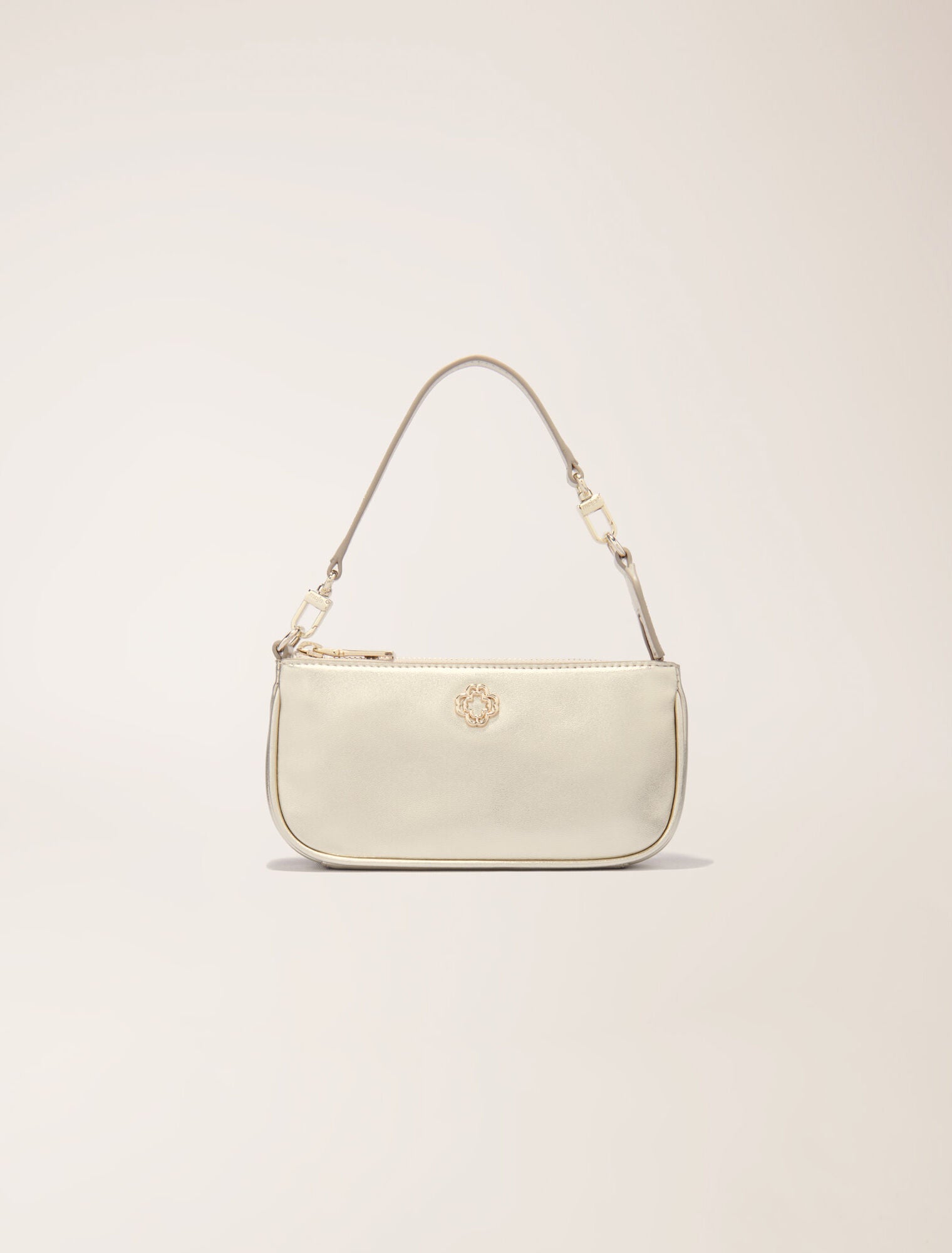 Gold-Metallic Leather Sarah Clutch Bag