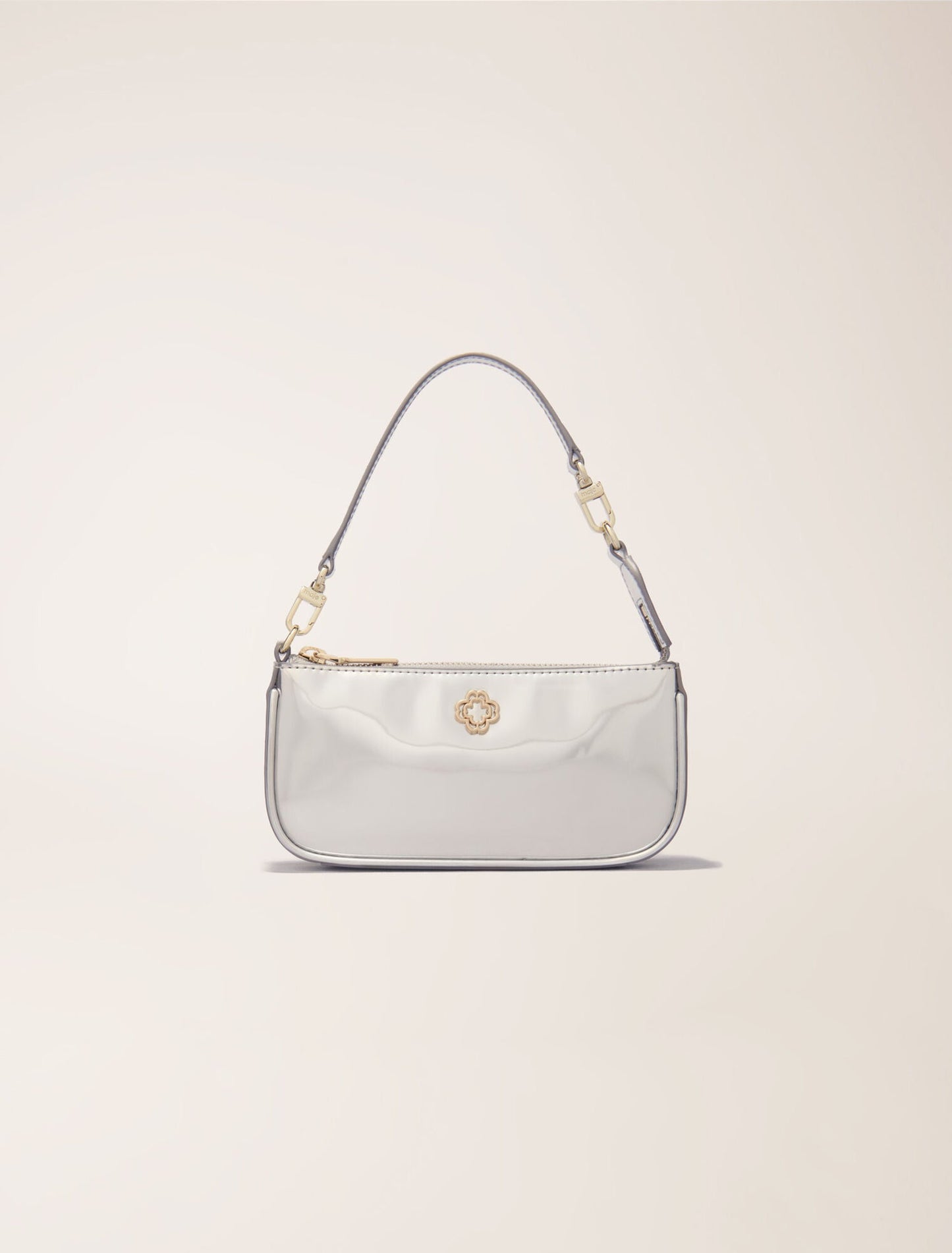 Silver-featured-Mirrored leather sarah pouch