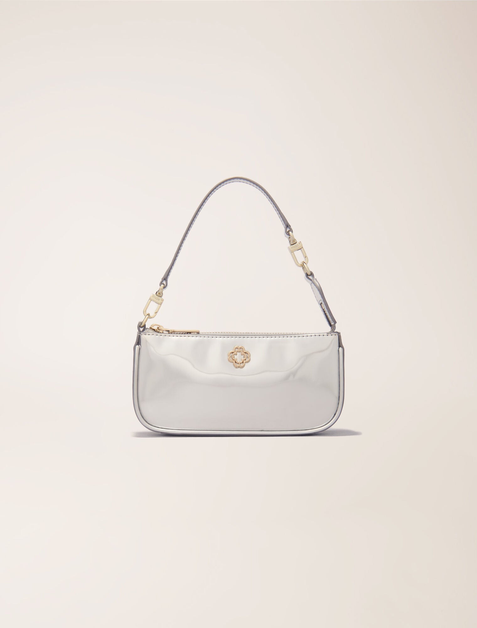 Silver-featured-Mirrored leather sarah pouch