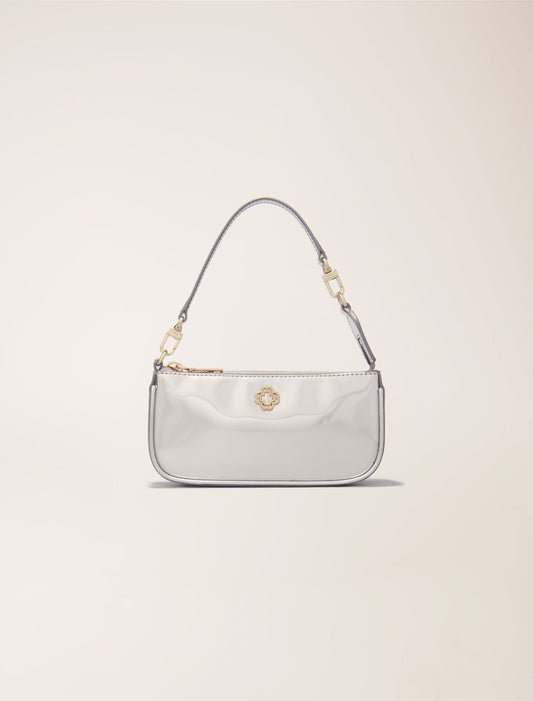 Silver-featured-Mirrored leather sarah pouch