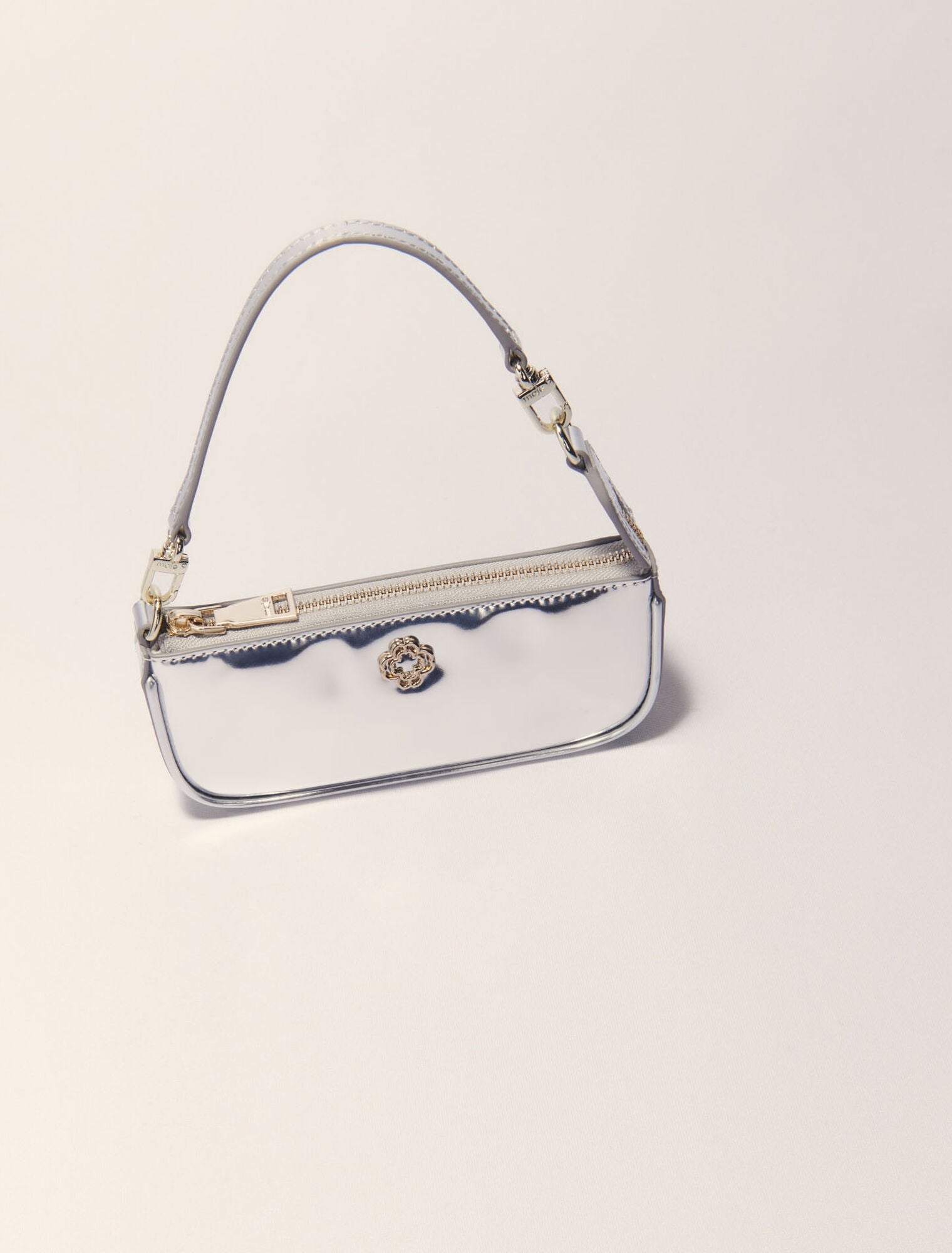 Silver-Mirrored leather sarah pouch