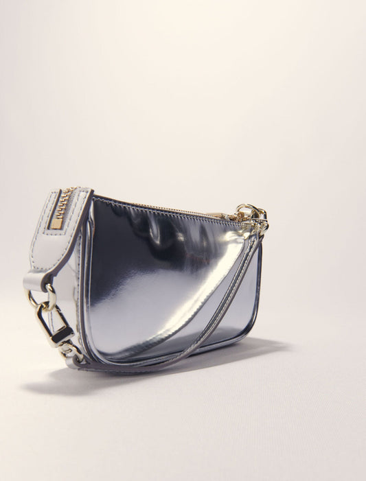 Silver-Mirrored leather sarah pouch