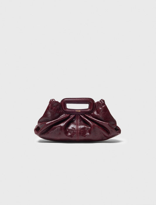 Crackled leather mini clutch Burgundy