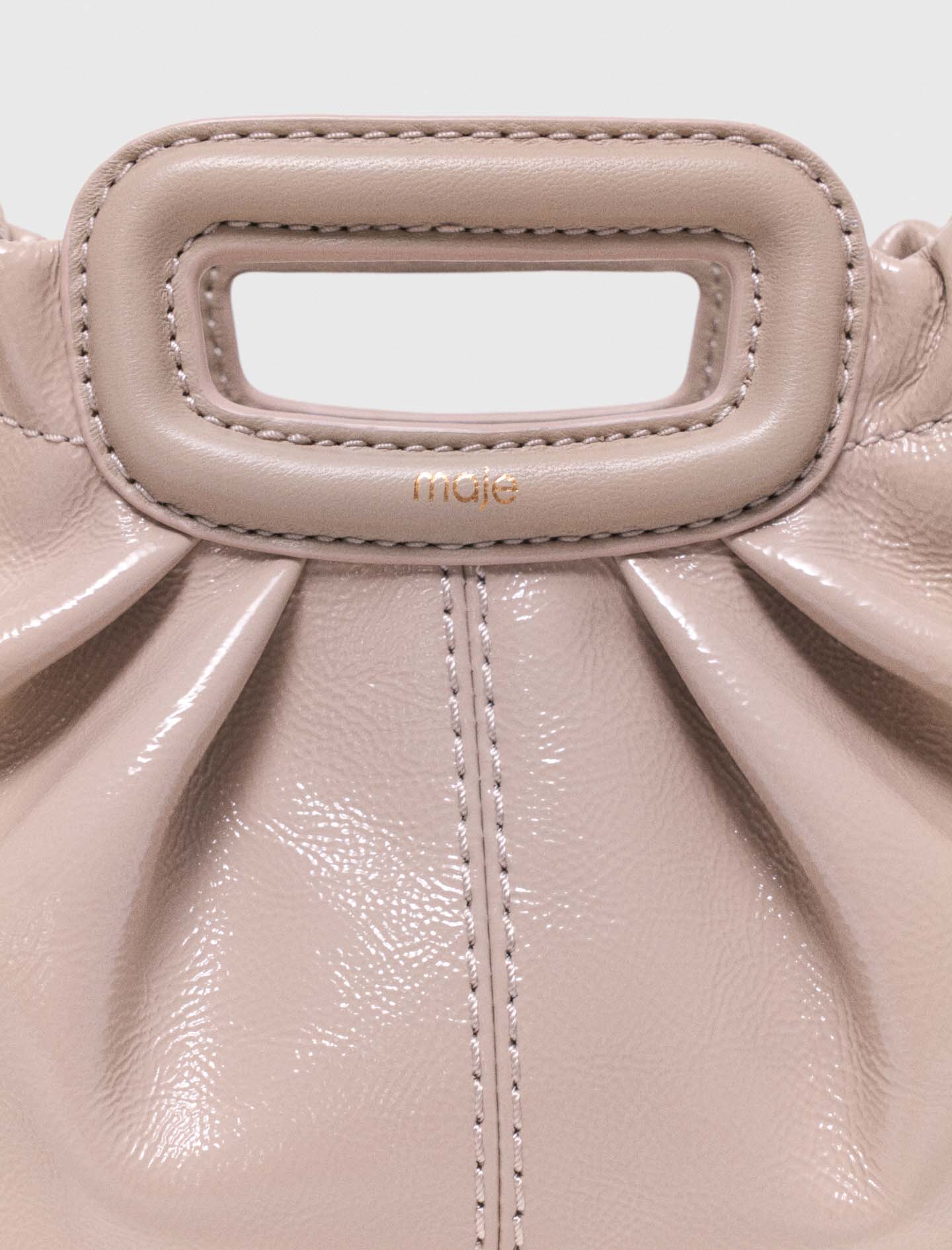 Mini Naplak Leather Clutch Mastic Beige