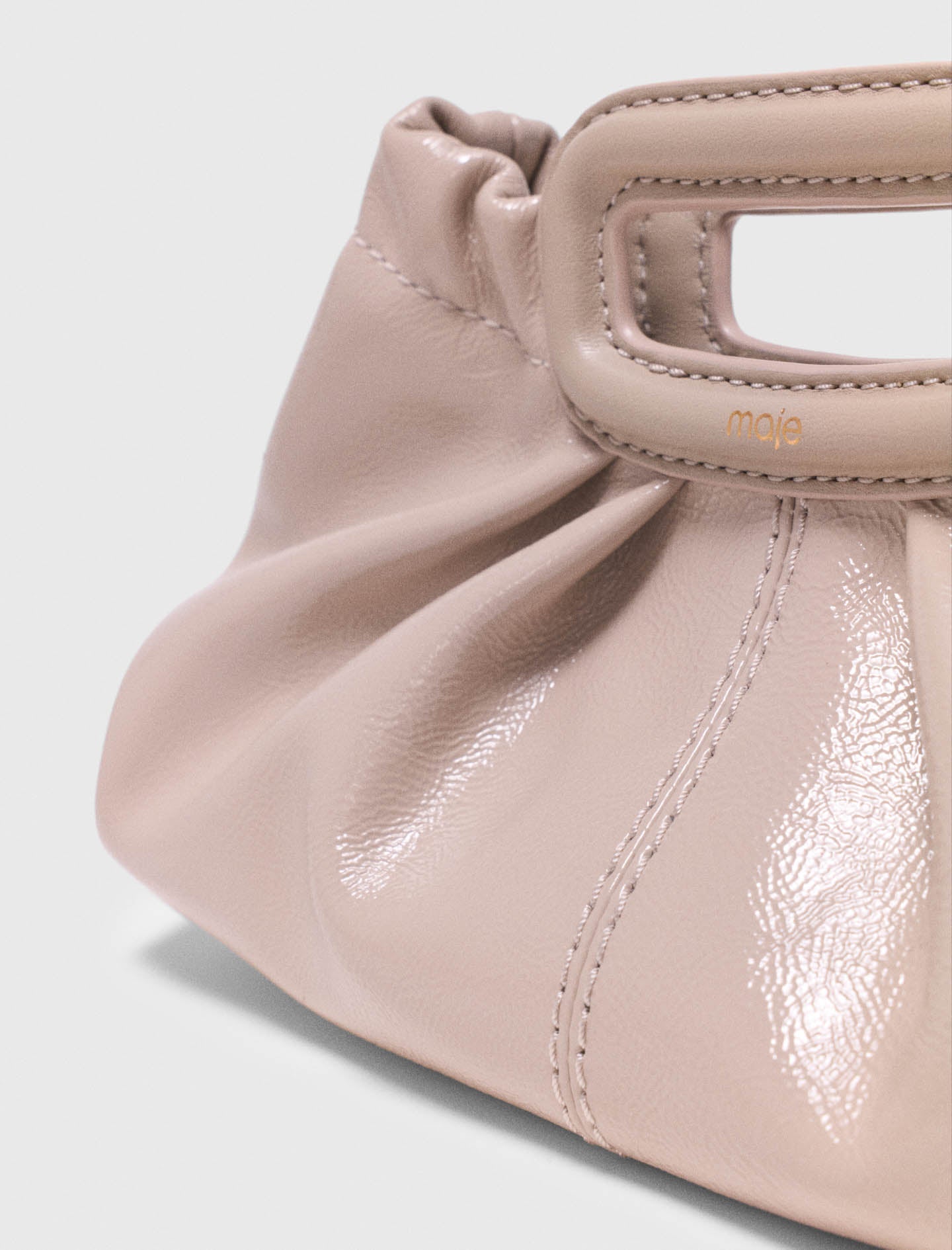 Mini Naplak Leather Clutch Mastic Beige