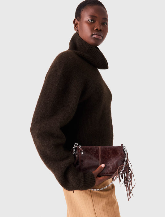 Patent leather Miss M Pouch bag Dark Brown