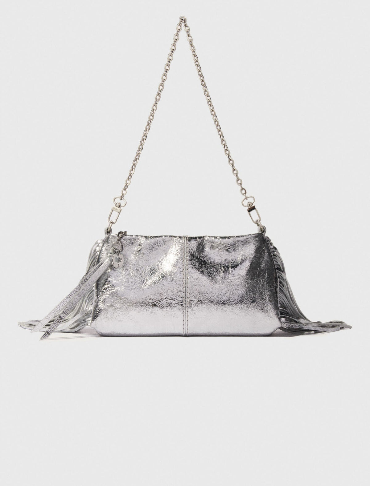 Miss M leather clutch bag Silvery