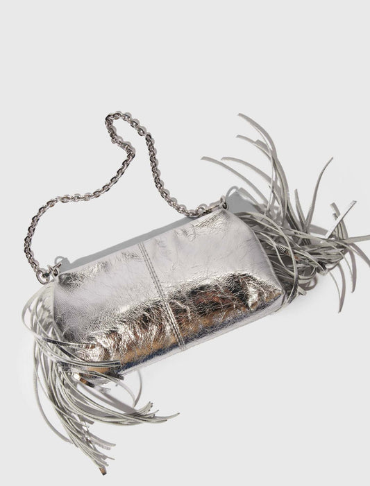 Miss M leather clutch bag Silvery