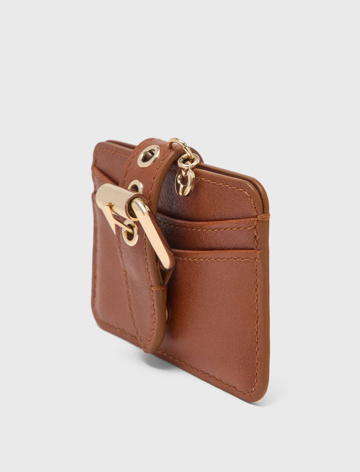 Miss M plain leather cardholder Tobacco