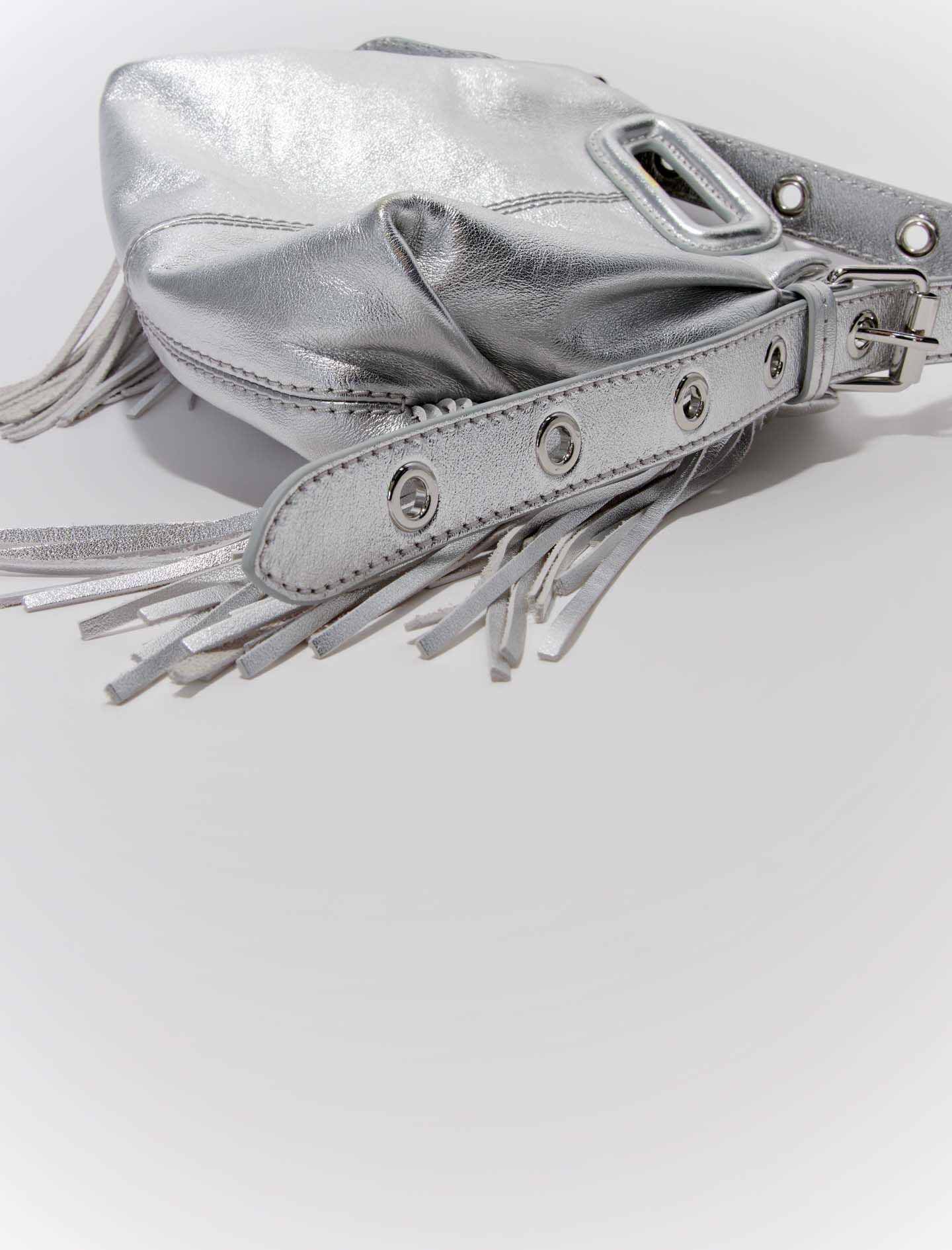Silver  -metallicleatherminimissmbag