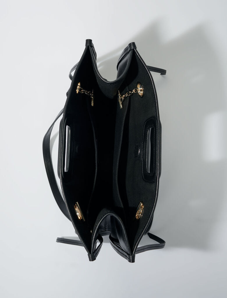 Black  -Fringed Leather Tote Bag