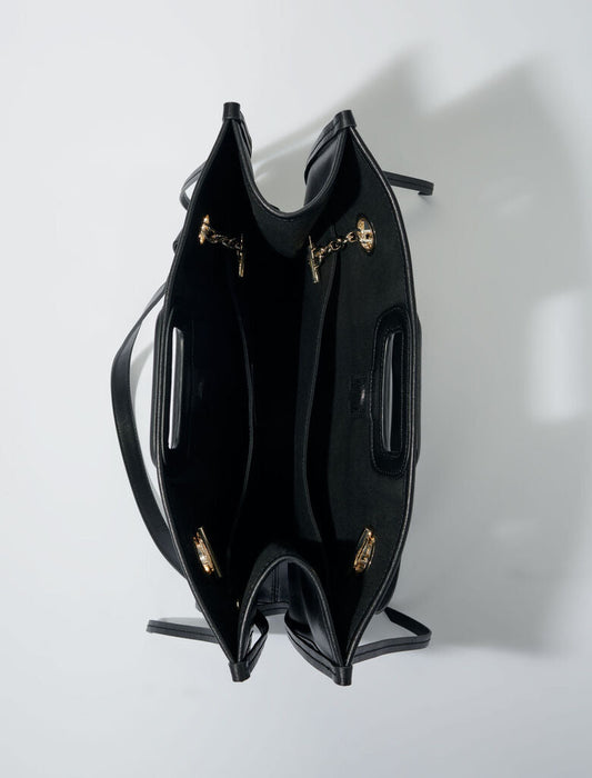 Black  -Fringed Leather Tote Bag