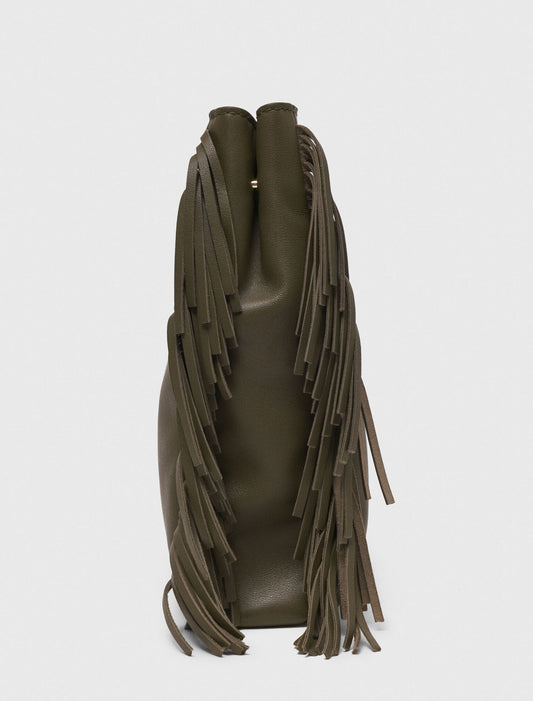 حقيبة من الجلد الناعم باللون الكاكي